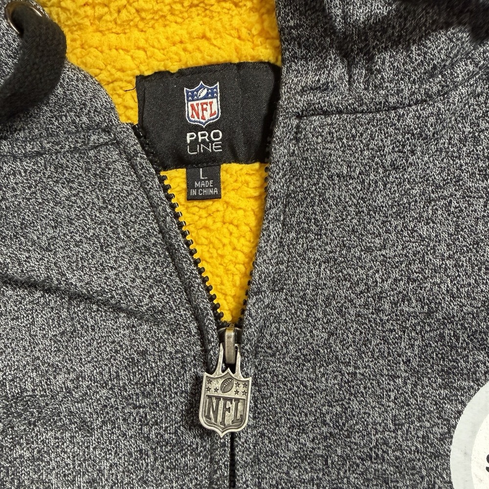 NFL Pro Line Pittsburgh Steelers Sherpa Lined Full Zip hoodie Gray Yellow Womens - Picture 3 of 10
